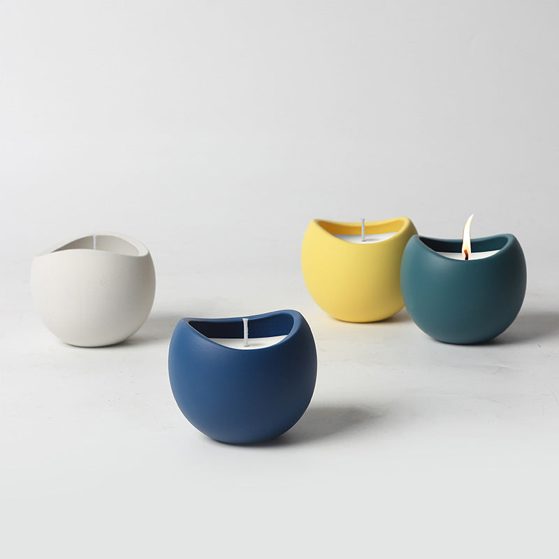 Modern Colorful Ceramic Candle Set, matte sculptural holders with clean-burning wax for a playful yet stylish home ambiance