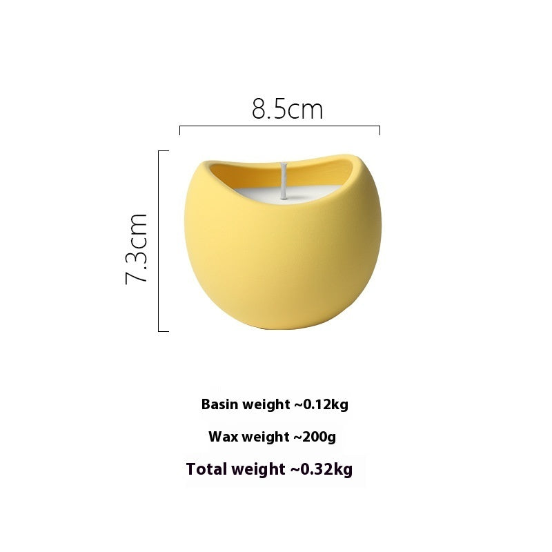 Modern Ceramic Candle, matte yellow sculptural holder (8.5 × 7.3 cm) with ~200g wax and clean-burning design for a bright, space-saving home ambiance