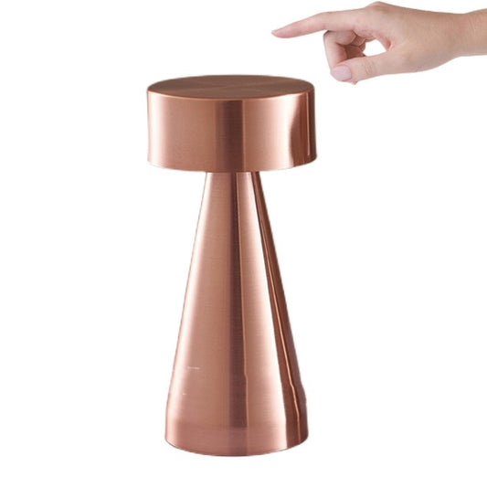 Modern Metal Mushroom Table Lamp, rose gold finish with touch control cordless design