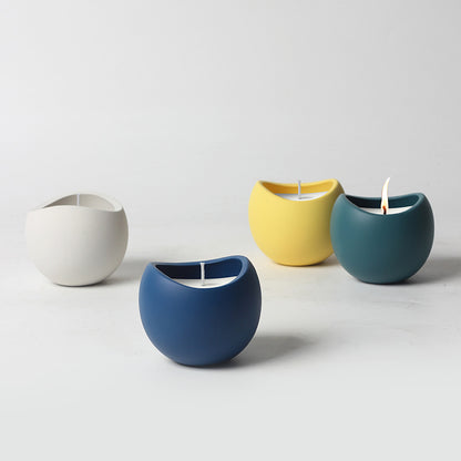 Modern Colorful Ceramic Candle Set, matte sculptural holders with clean-burning wax for a playful yet stylish home ambiance