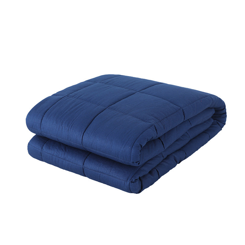 Solid Color Quilted Weighted Blanket, deep blue breathable fabric with box-stitched design for even weight distribution
