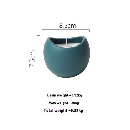 Modern Ceramic Candle, matte teal sculptural holder (8.5 × 7.3 cm) with ~200g wax and clean-burning design for a stylish, space-saving home ambiance