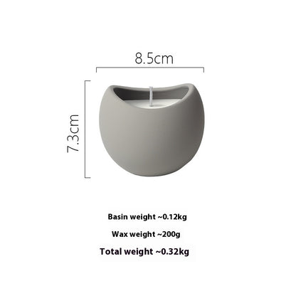 Modern Ceramic Candle, matte light gray sculptural holder (8.5 × 7.3 cm) with ~200g wax and clean-burning design for a soft, minimalist home ambiance