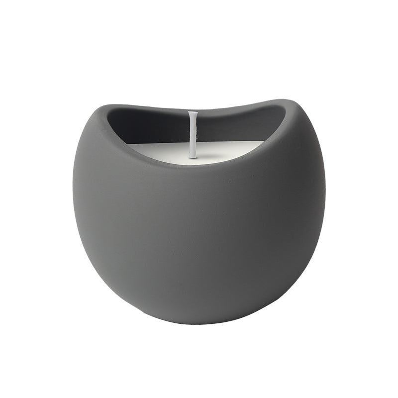 Minimalist Ceramic Candle, matte gray sculptural holder with clean-burning wax for a modern and calming home ambiance