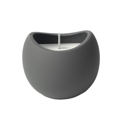 Minimalist Ceramic Candle, matte gray sculptural holder with clean-burning wax for a modern and calming home ambiance