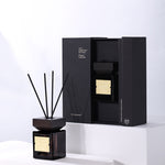 Luxury Reed Diffuser Gift Set, black glass aromatherapy diffuser with elegant packaging and long-lasting fragrance sticks