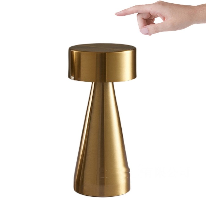 Modern Metal Mushroom Table Lamp, brushed gold finish with touch control cordless design