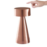 Modern Metal Mushroom Table Lamp, rose gold finish with touch control cordless design