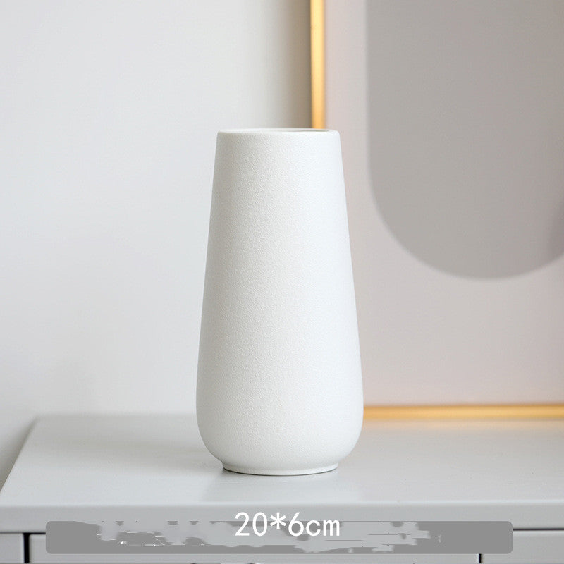 Minimal Tapered Vase, matte white ceramic with smooth rounded silhouette