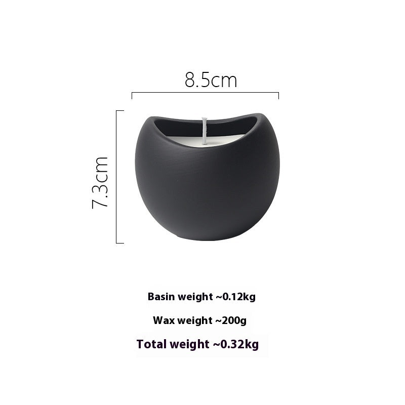 Modern Ceramic Candle, matte black sculptural holder (8.5 × 7.3 cm) with ~200g wax and clean-burning design for a sleek, space-saving home ambiance