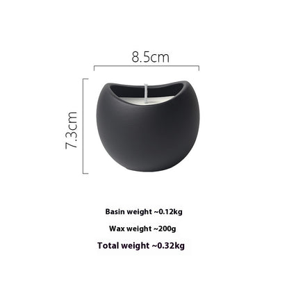 Modern Ceramic Candle, matte black sculptural holder (8.5 × 7.3 cm) with ~200g wax and clean-burning design for a sleek, space-saving home ambiance
