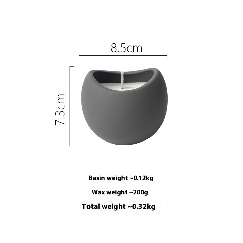 Modern Ceramic Candle, matte gray sculptural holder (8.5 × 7.3 cm) with ~200g wax and clean-burning design for a minimalist, space-saving home ambiance