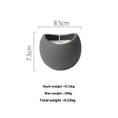 Modern Ceramic Candle, matte gray sculptural holder (8.5 × 7.3 cm) with ~200g wax and clean-burning design for a minimalist, space-saving home ambiance